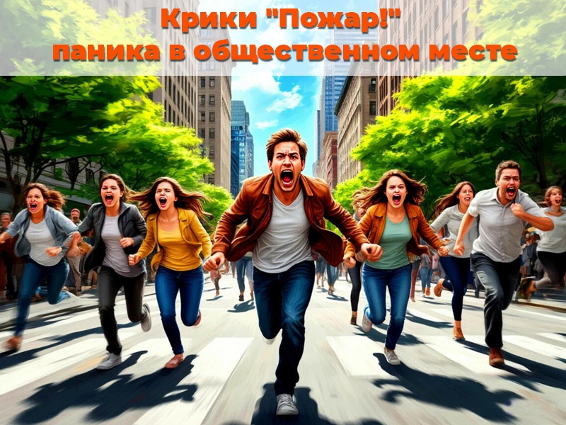 Крики "Пожар!", паника в общественном месте.