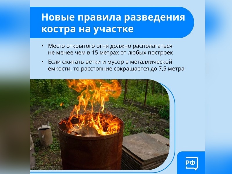 Правила использовании открытого огня для сжигания сухой травы.